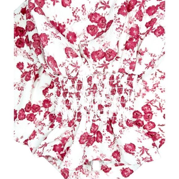 CeCe Ditsy Floral Blouse in White and Blush - Picture 12 of 12